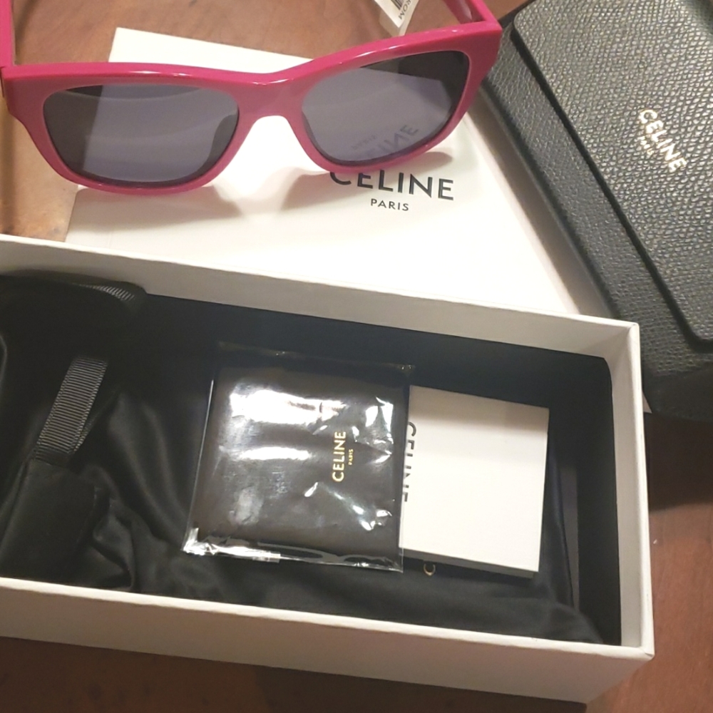 NWT CELINE MONOCHROMS SQUARE HOT PINK SUNGLASSES πΆ - Picture 5 of 12